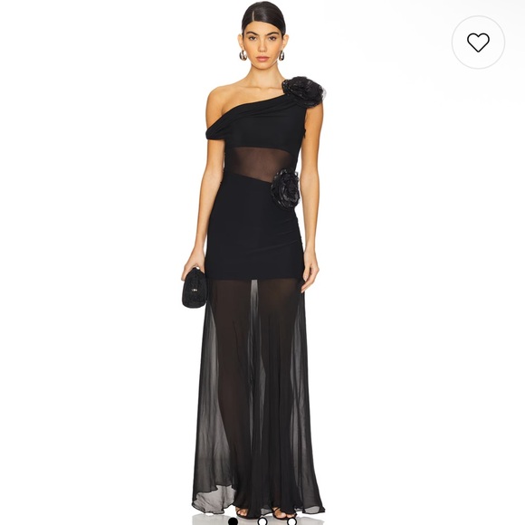 Deme by Gabriella Abby Gown in Black Elegant Black One-Shoulder Dress - Picture 1 of 5